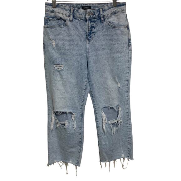 Express 90s Ankle Boot Mid Rise Light Wash Jeans Womens OS (M) - Picture 3 of 11